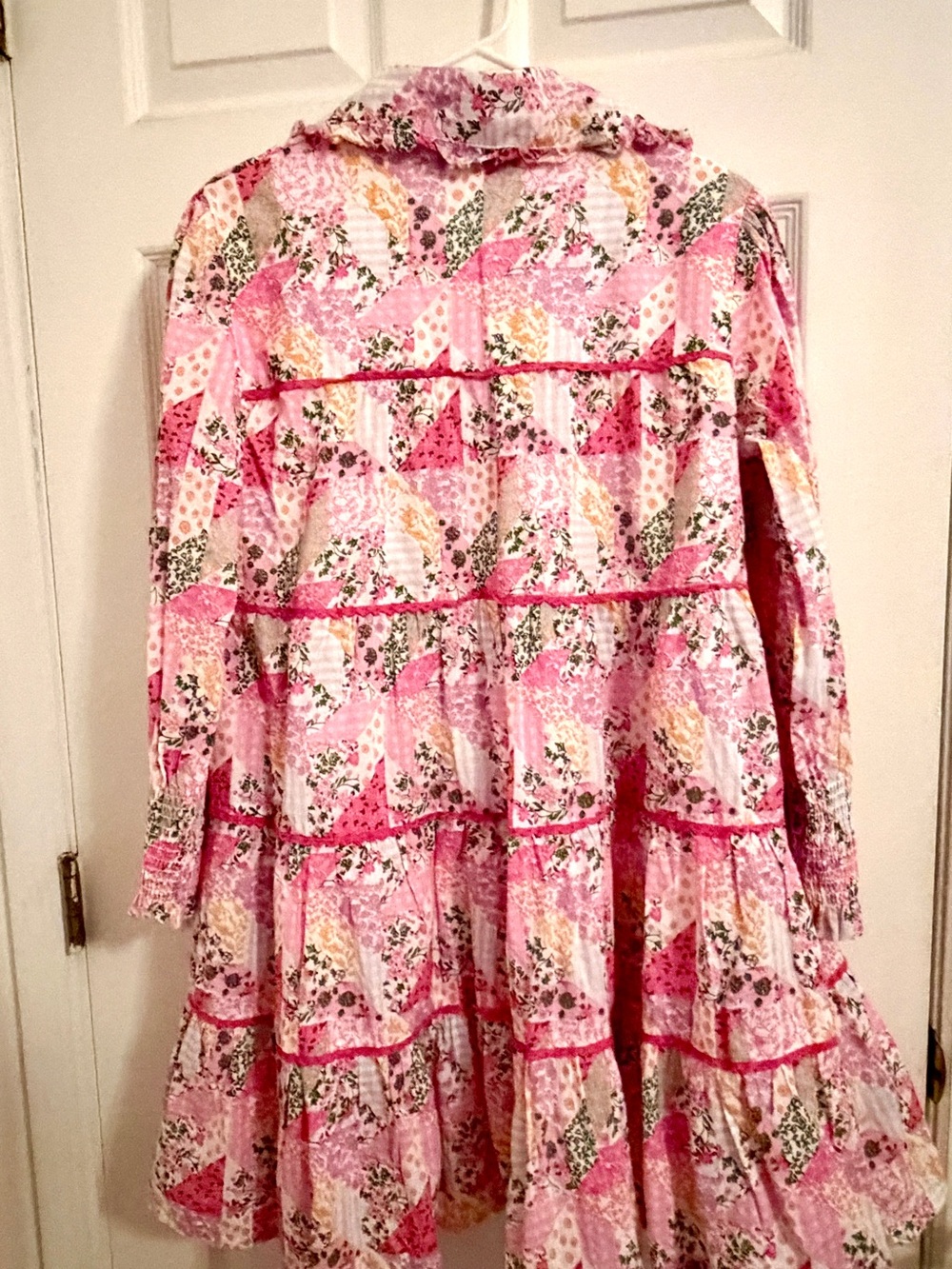 Simply Southern Pink Floral Tiered Long Sleeve Dress - Picture 5 of 5